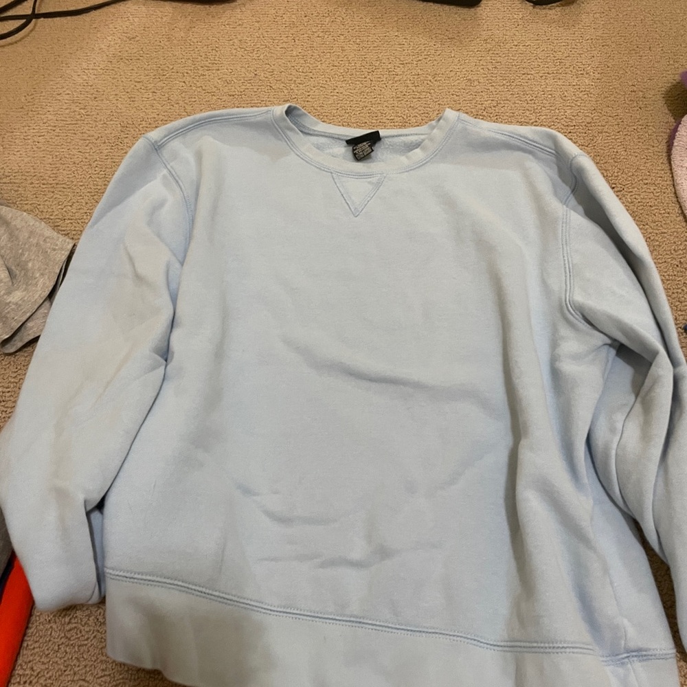 blue crew neck sweatshirt